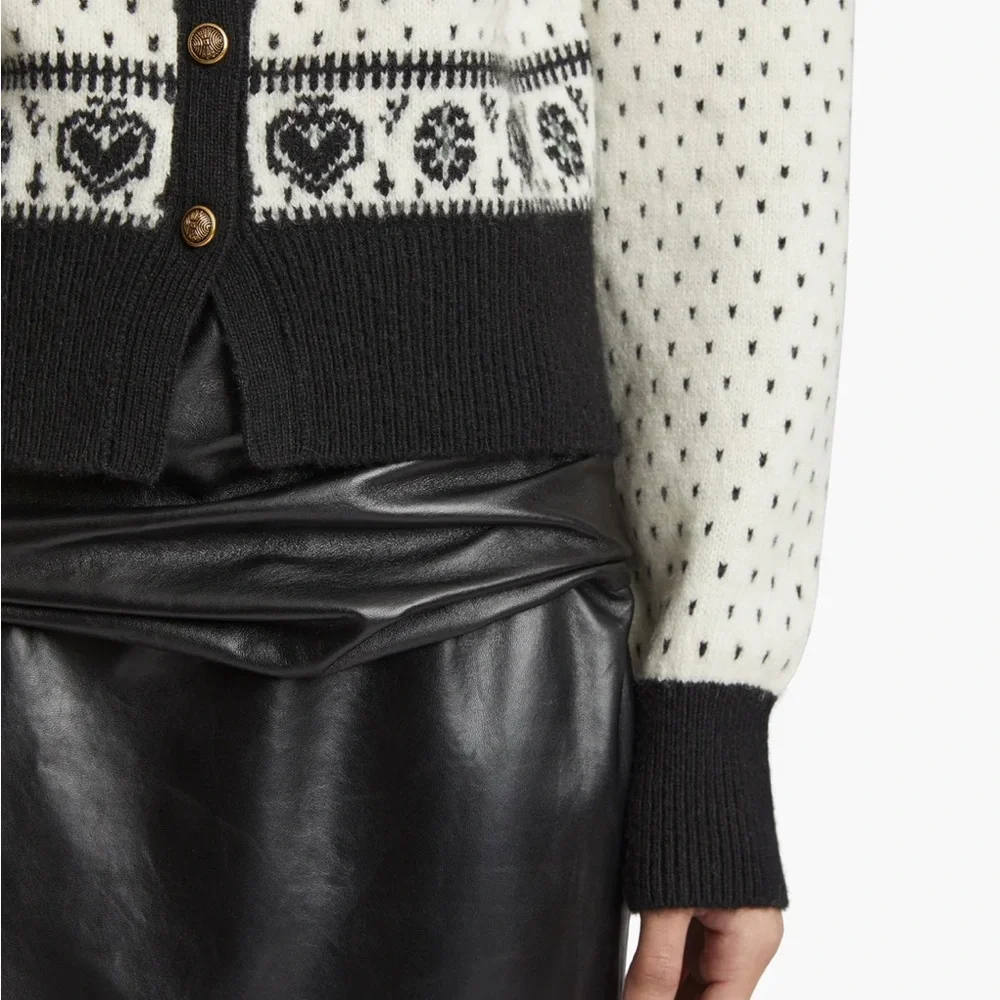 KHAITE Black and Cream Patterned Cardigan - Picture 4 of 8